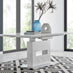 Arezzo Large Extending Dining Table and 6 Grey Pesaro Black Leg Chairs
