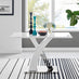 Atlanta 4 White Dining Table and 4 Cream Pesaro Silver Leg Chairs