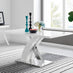 Atlanta Modern Rectangle Chrome Metal High Gloss White Dining Table And 6 Mustard Lorenzo Chairs Set