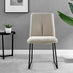 2x Halle Taupe Fabric Dining Chairs Black Legs