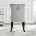 2x Belgravia Grey Velvet Knockerback Dining Chairs Black Legs