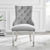 Skye Round White Marble Effect Dining Table & 6 Grey Velvet Belgravia Chairs