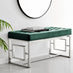 Cambridge Modern Green Velvet And Silver Metal Bench