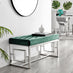 Cambridge Modern Green Velvet And Silver Metal Bench