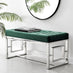 Cambridge Modern Green Velvet And Silver Metal Bench