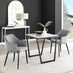 Carson White Marble Effect Square Dining Table & 2 Grey Calla Black Leg Chairs