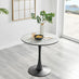 Elina White Marble Effect Round Dining Table & 2 Mustard Pesaro Black Leg Chairs