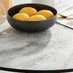 Elina White Marble Effect Round Dining Table & 2 Cream Pesaro Black Leg Chairs