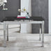 Enna Black Glass Extending Dining Table and 6 Grey Milan Black Leg Chairs