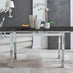 Enna Black Glass Extending Dining Table and 6 Black Milan Black Leg Chairs