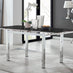 Enna Black Glass Extending Dining Table and 6 Mustard Lorenzo Chairs