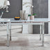 Enna White Glass Extending Dining Table with 6 Cream Fabric Lorenzo Chairs