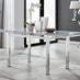 Enna White Glass Extending Dining Table and 4 Grey Pesaro Silver Leg Chairs