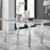 Enna White Glass Extending Dining Table with 6 Cream Fabric Lorenzo Chairs