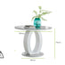 Giovani Grey White High Gloss And Glass 100cm Round Dining Table And 4 White Lorenzo Chairs Set