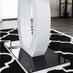 Giovani Black White High Gloss Glass Dining Table and 4 White Lorenzo Chairs Set