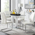 Giovani Grey White Modern High Gloss And Glass Dining Table And 4 White Lorenzo Chairs Set