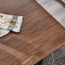 Kylo Brown Wood Effect Dining Table & 6 Blue Pesaro Black Leg Chairs