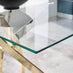 Leonardo 4 Gold Dining Table and 4 Navy Pesaro Gold Leg Chairs