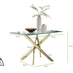 Leonardo 4 Gold Dining Table and 4 Navy Pesaro Gold Leg Chairs
