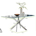 Leonardo Glass And Chrome Metal Dining Table And 6 Elephant Grey Isco Chairs