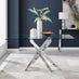 Leonardo Glass And Chrome Metal Dining Table And 6 Elephant Grey Isco Chairs