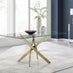 Leonardo 6 Gold Dining Table and 6 Navy Pesaro Gold Leg Chairs