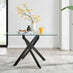 Leonardo Black Leg Glass Dining Table & 4 Black Belgravia Black Leg Chairs