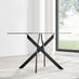 Leonardo Black Leg Glass Dining Table & 4 Grey Milan Black Leg Chairs