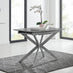 Lira 100cm Grey Metal Extending Dining Table & 6 Grey Pesaro Silver Chairs