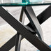 Novara Black Leg Round Glass Dining Table & 4 Navy Pesaro Black Leg Chairs