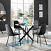 Novara Black Leg Round Glass Dining Table & 4 Black Corona Black Leg Chairs
