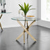 Novara 100cm Round Gold Leg Dining Table & 2 Cream Pesaro Gold Leg Chairs
