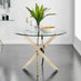 Novara 100cm Gold Round Dining Table and 4 White Gold Leg Milan Chairs