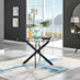 Novara Black Leg 120cm Round Glass Dining Table & 6 Grey Pesaro Black Leg Chairs