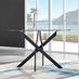 Novara Black Leg 120cm Round Glass Dining Table & 6 Grey Pesaro Black Leg Chairs
