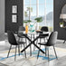Novara Black Leg 120cm Round Glass Dining Table & 4 Black Corona Black Leg Chairs