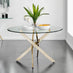 Novara Round Glass and Gold Metal 6 Seater Dining Table