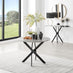 Novara Grey Concrete Effect Black Leg Round Dining Table & 4 Grey Pesaro Black Leg Chairs