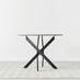 Novara Grey Concrete Effect Black Leg Round Dining Table & 4 Grey Pesaro Black Leg Chairs