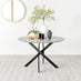 Novara Grey Concrete Effect Black Leg 120cm Round Dining Table & 4 Grey Milan Black Leg Chairs