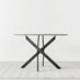 Novara Grey Concrete Effect Black Leg 120cm Round Dining Table & 4 Grey Milan Black Leg Chairs