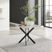 Novara White Marble Black Leg Round Dining Table & 4 Grey Calla Black Leg Chairs