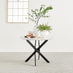 Novara White Marble Black Leg Round Dining Table & 4 Cream Pesaro Black Leg Chairs