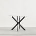 Novara White Marble Black Leg Round Dining Table & 4 Grey Calla Black Leg Chairs