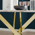 Novara White Marble Gold Leg Round Dining Table & 4 White Milan Gold Leg Chairs