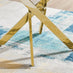 Novara White Marble Gold Leg Round Dining Table & 4 Navy Pesaro Gold Leg Chairs