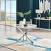 Novara White Marble Round Dining Table & 4 Black Milan Chrome Leg Chairs