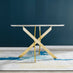 Novara Round White Marble Effect and Gold Metal 4-6 Seater Dining Table