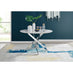 Novara White Marble 120cm Round Dining Table & 4 Grey Milan Chrome Leg Chairs